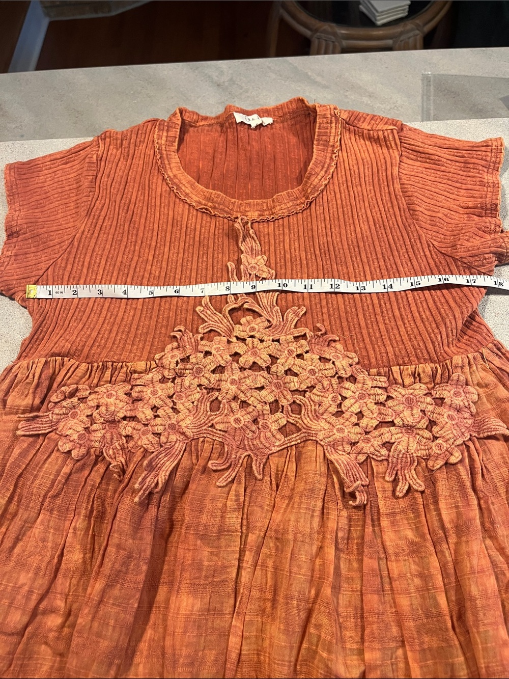 Oli & Hali Washed Cotton Crochet Meadow Boho Cottagecore Whimsy Dress Size L - Picture 10 of 10